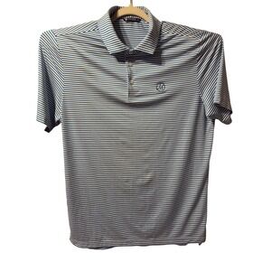 LEVELWEAR Men's Blue White Stripe Golf Polo Shirt Performance Stretch L/G